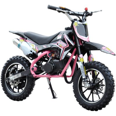 pink dirt bike with training wheels