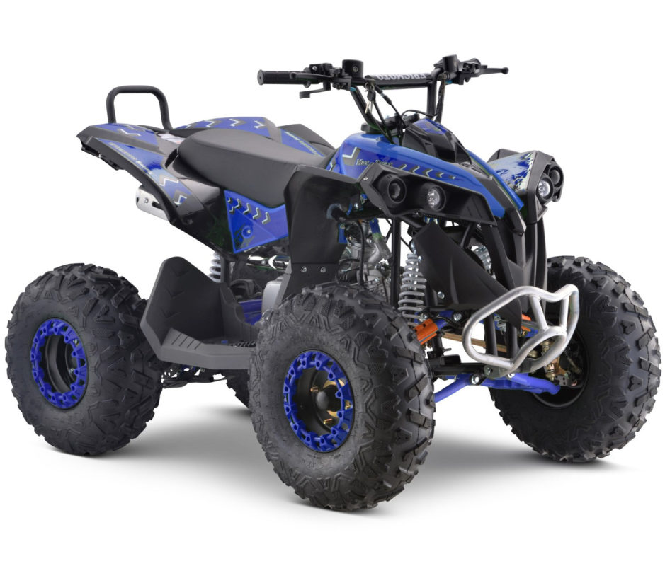 Blue 25 MPH – Teenager 125cc 4-Stroke Petrol X Quad Bike – Kids Petrol Cars