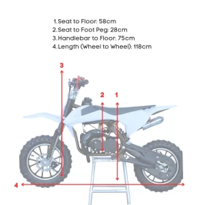 Kids Blue Storm Chunky Tyre 49cc Petrol Dirt Bike